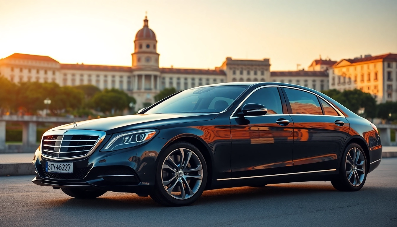 Luxury hire chauffeur Lisbon offering a stunning ride near a historic Lisbon landmark.