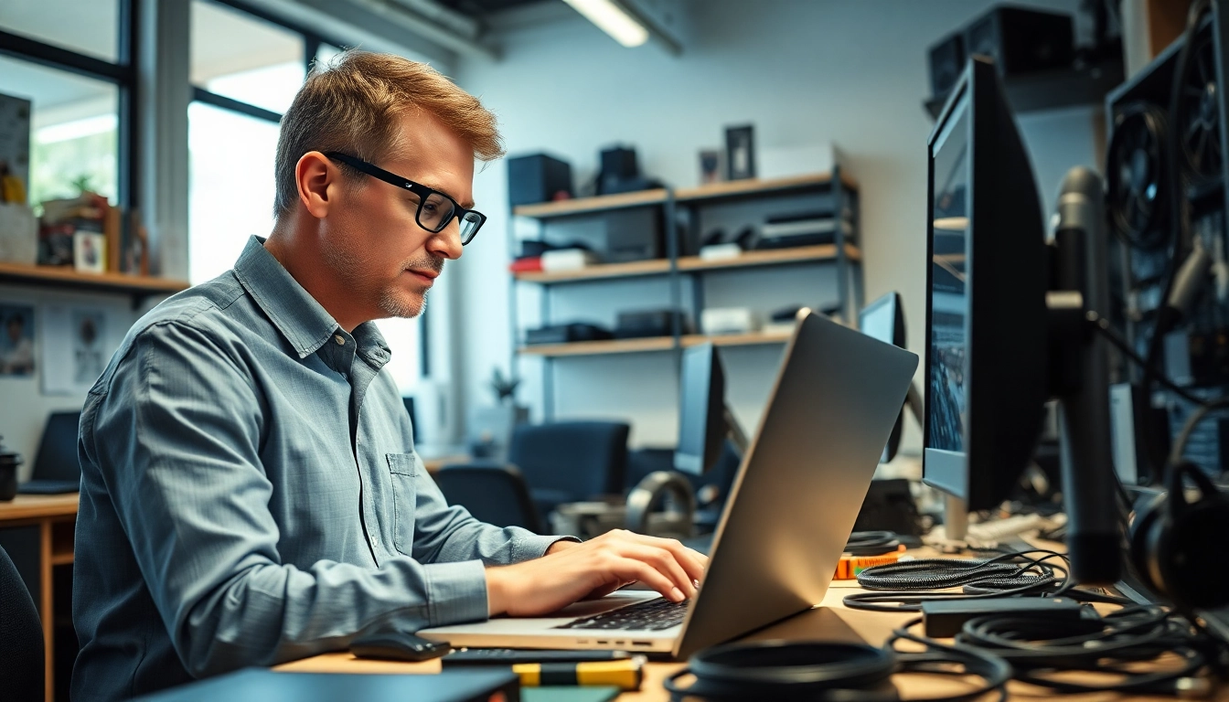 Riparazione pc torino da un tecnico esperto in un ambiente luminoso e professionale.