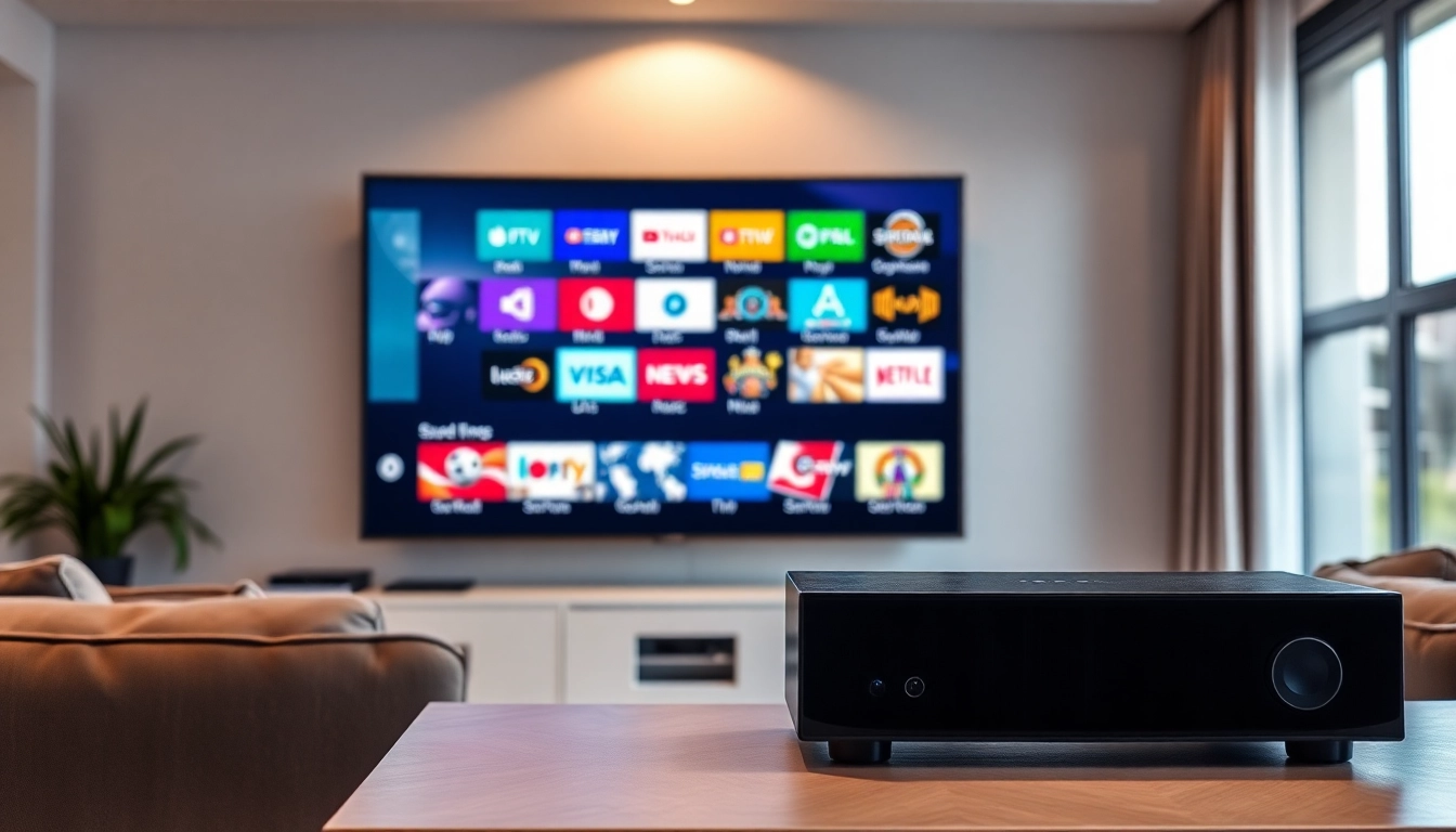 Engaging IPTV services image featuring vibrant interface and modern living room setup.