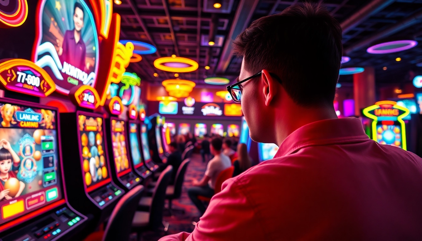 Engaged gamers enjoying their experience at internet casinos in a vibrant setting.