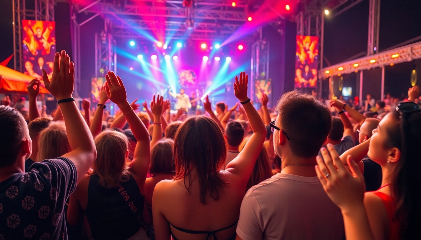Experience fan engagement at a lively music festival with enthusiastic attendees and vibrant performances.