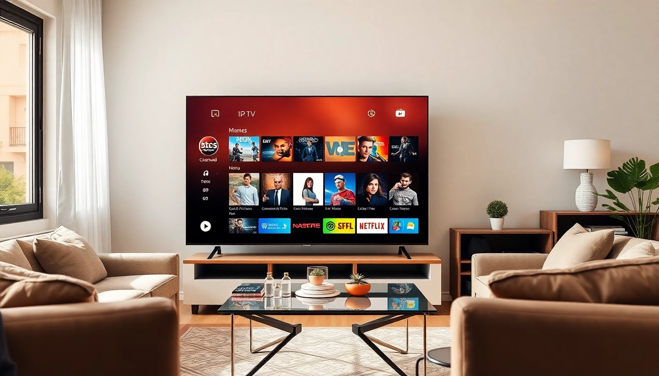 A person enjoying a 24h iptv test on a modern TV in a cozy living room setup.