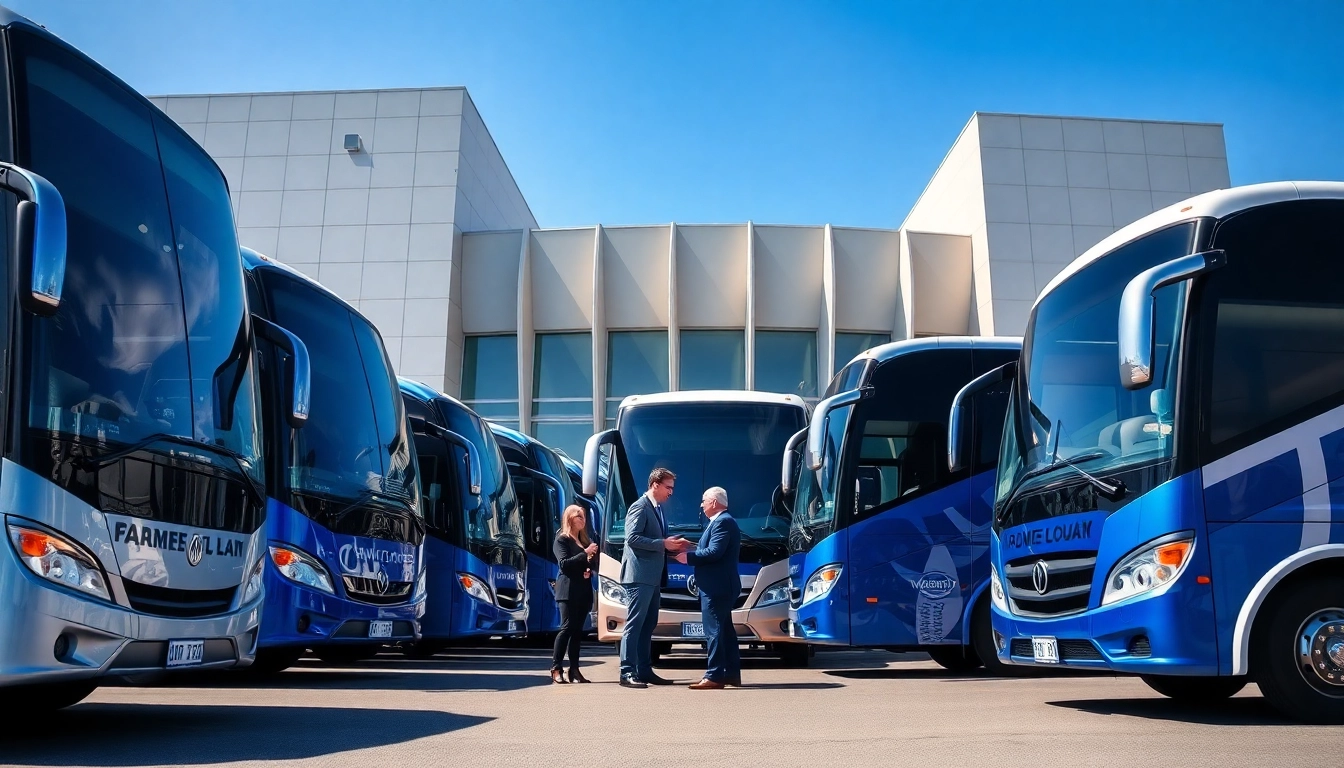Efficient american transport group fleet ready for business events at a modern venue.