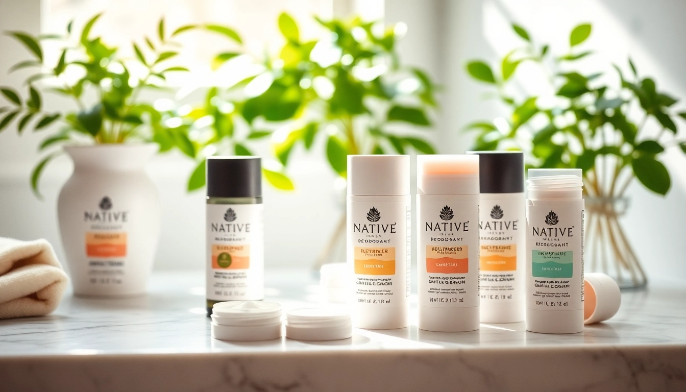 Experience the best native deodorant smell through beautifully arranged products that showcase unique scents.