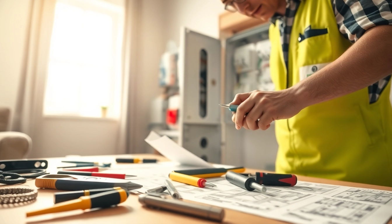 EICR Inspections showcasing a professional electrician examining an electrical panel in a home.