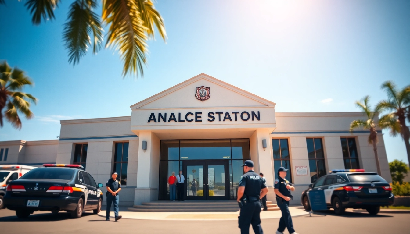 View of Anaheim Police Station illustrating inmate information access and community engagement.