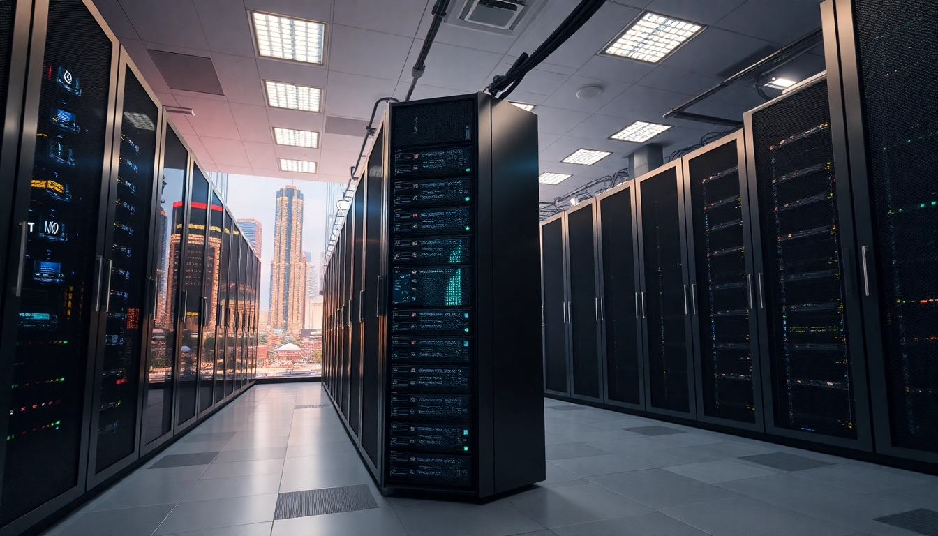 Menggambarkan teknologi terbaru di data macau dengan server canggih dan desain modern.