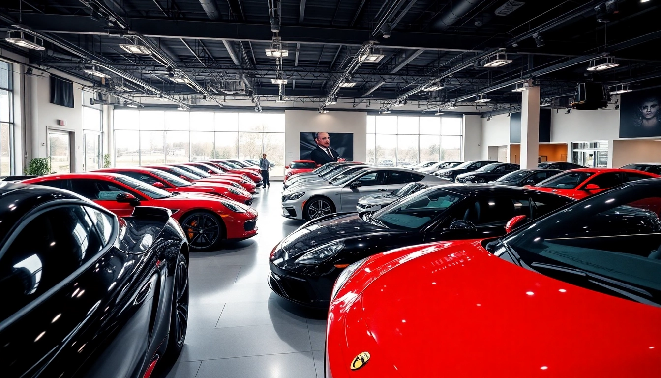 Showcase of the perfect car models in a luxury showroom with vibrant lighting.