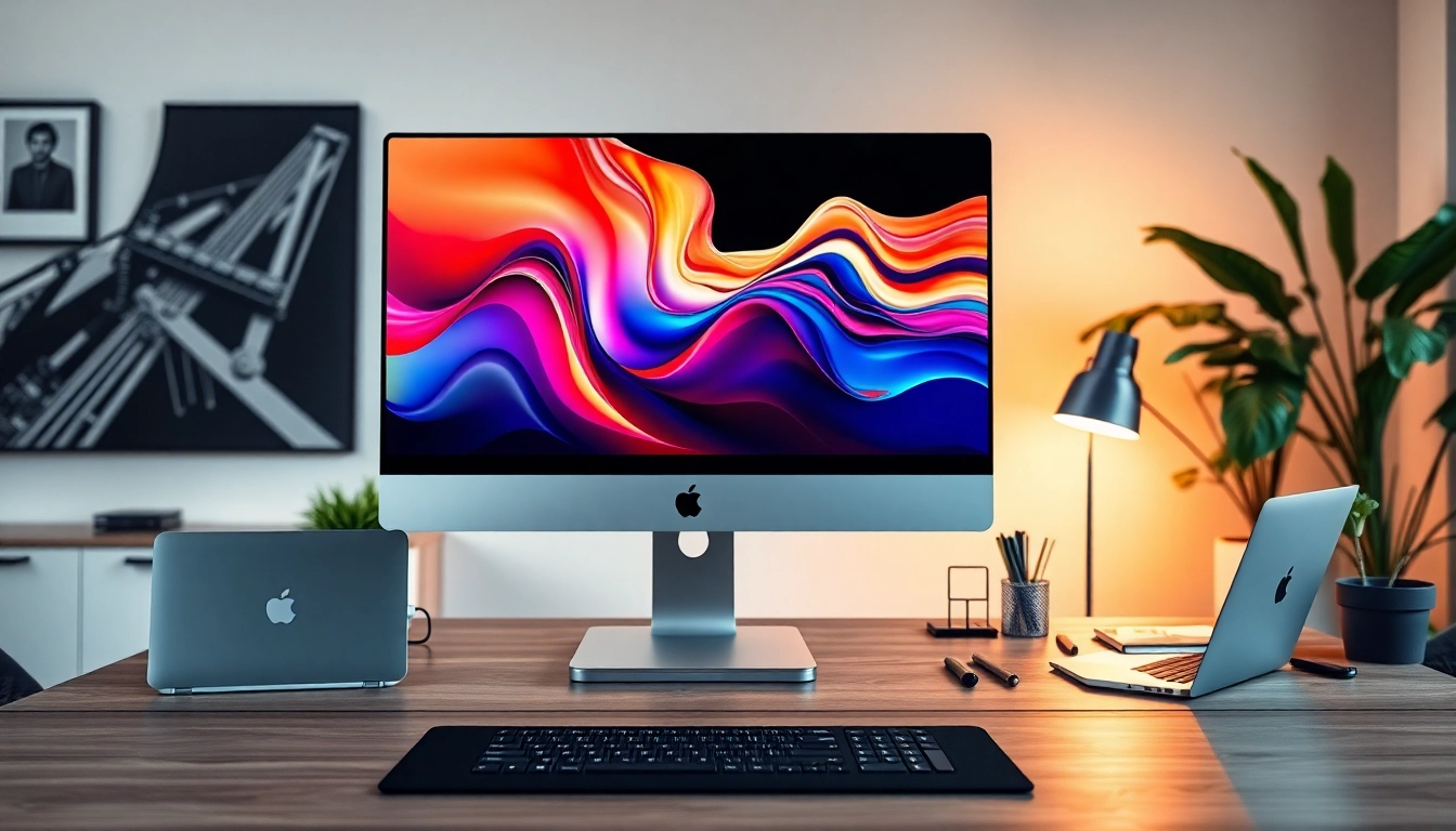 Buy Apple Pro Display XDR, featuring a sleek design and vibrant display in a modern workspace.