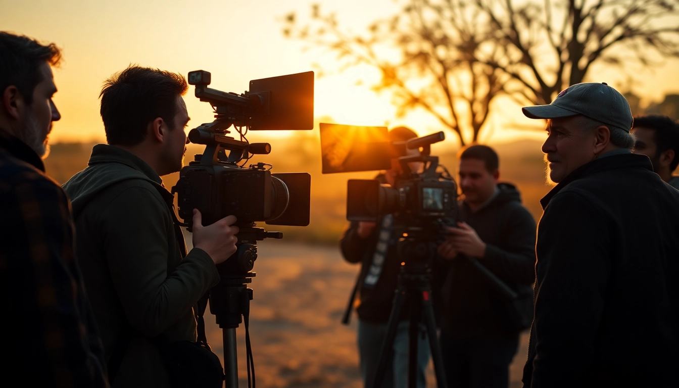 Capturing stunning 영상제작 moments with a film crew working passionately on location.