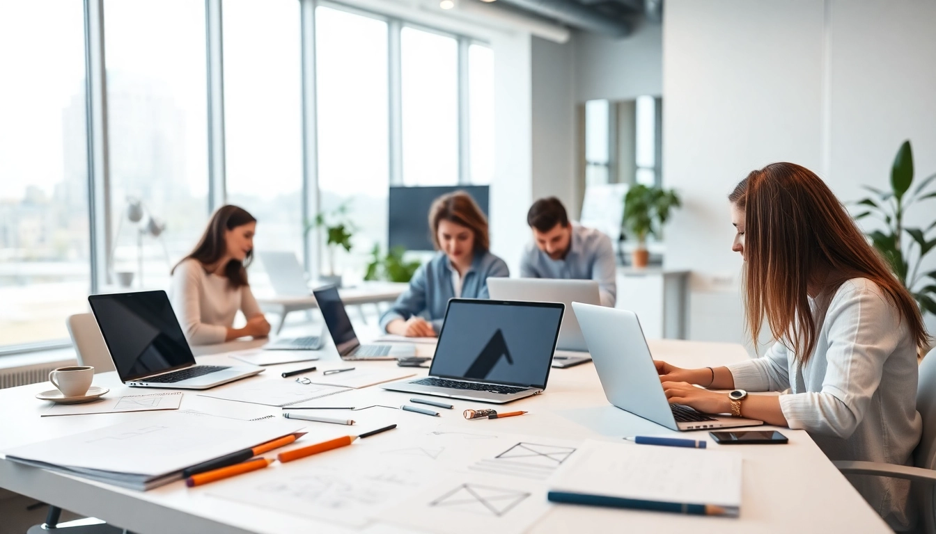 Showcasing web design Edmonton team's creative workspace with collaborative design projects.