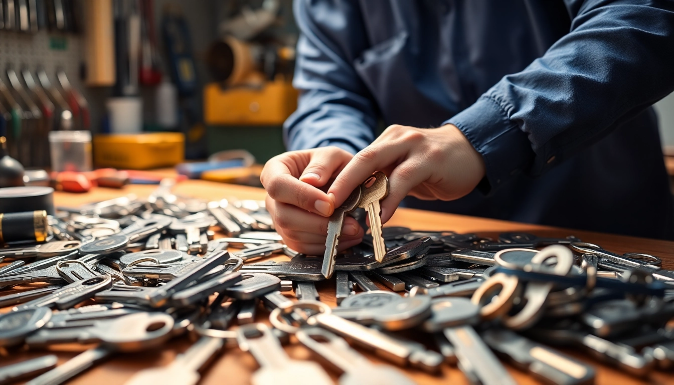 Creating custom Van Keys with expert craftsmanship in a locksmith workshop.