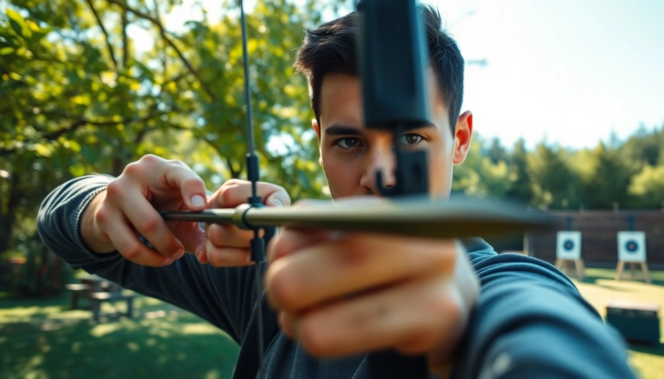 Archer using an Arrow Speed Calculator to measure speed and accuracy.