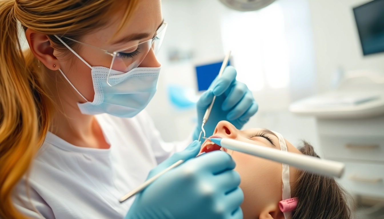 Dental cleanings performed by a professional hygienist in a modern dental clinic.