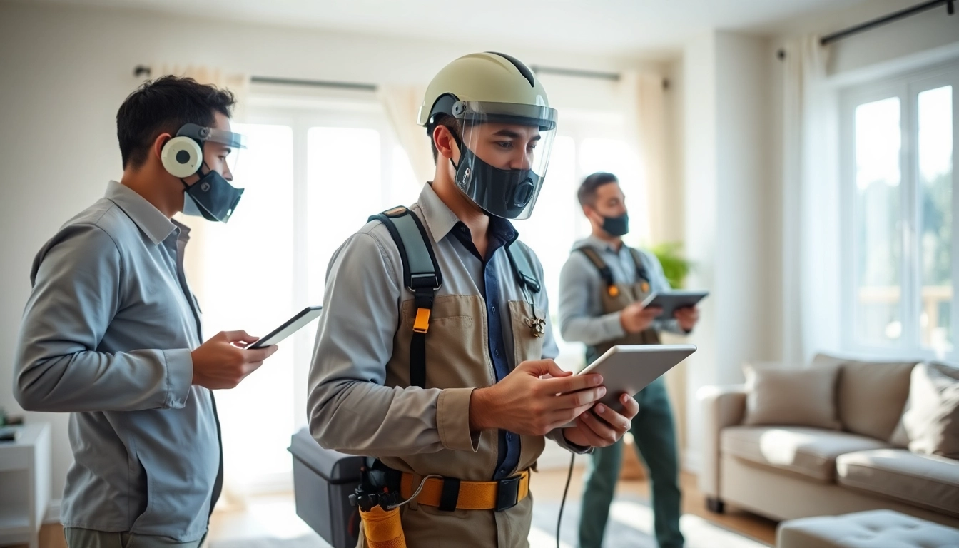 Pest control services specialists conducting a home inspection to ensure effective pest eradication.