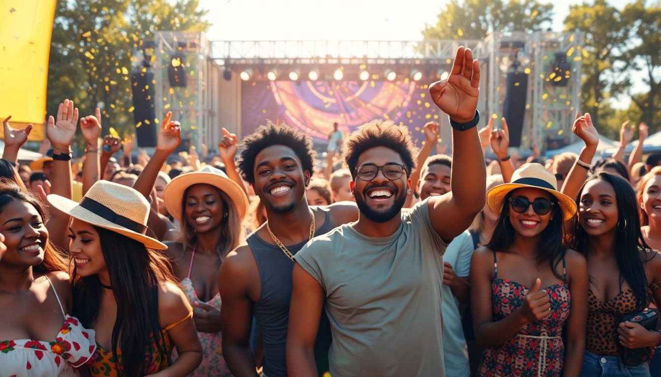 Crowd enjoying Afrobeats streaming at a vibrant outdoor music festival.