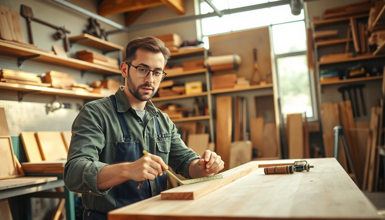 Learn about carpentry apprenticeship near me with a focused apprentice working in a workshop.