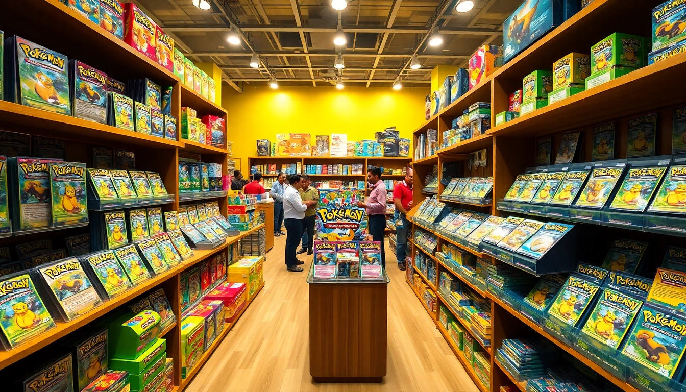 Shop for Pokemon tcg india products, showcasing an organized display of vibrant Pokémon cards and accessories.