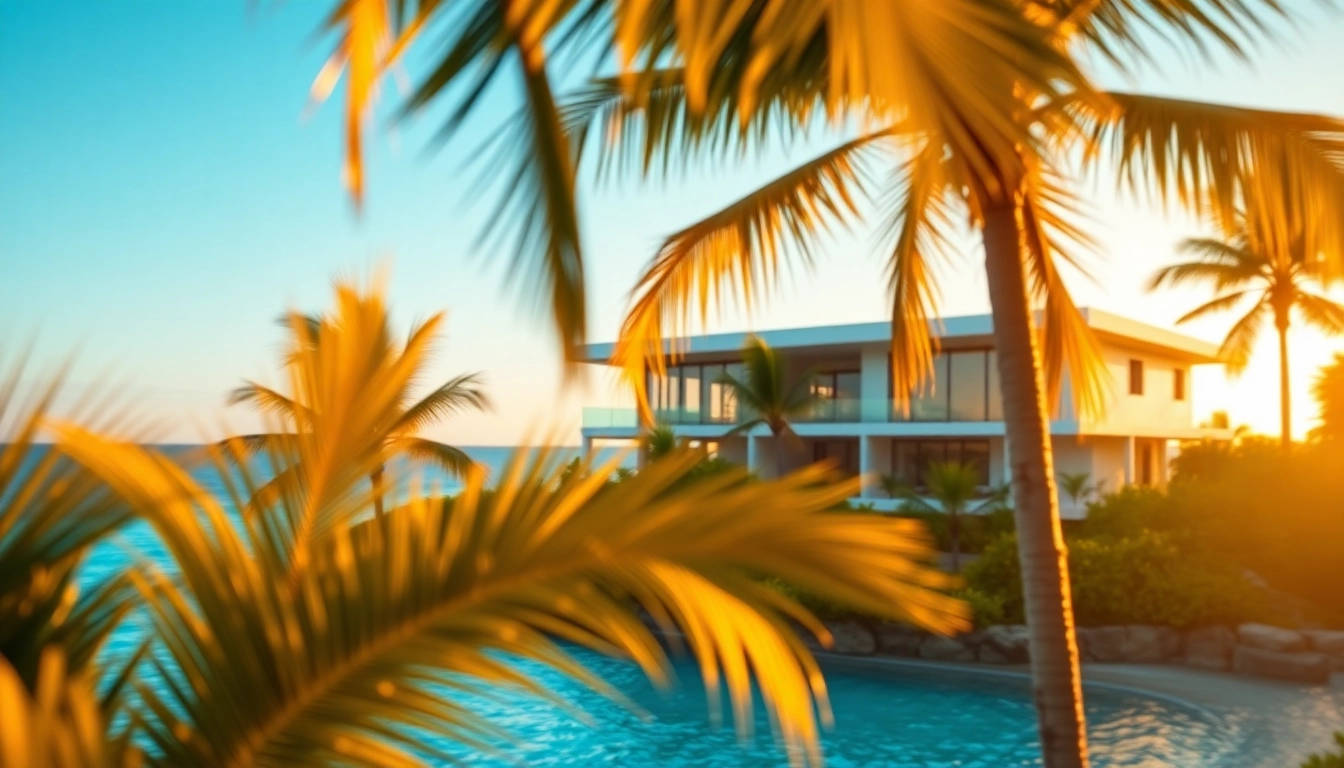 Stunning jamaica real estate beach house with ocean views and palm trees.