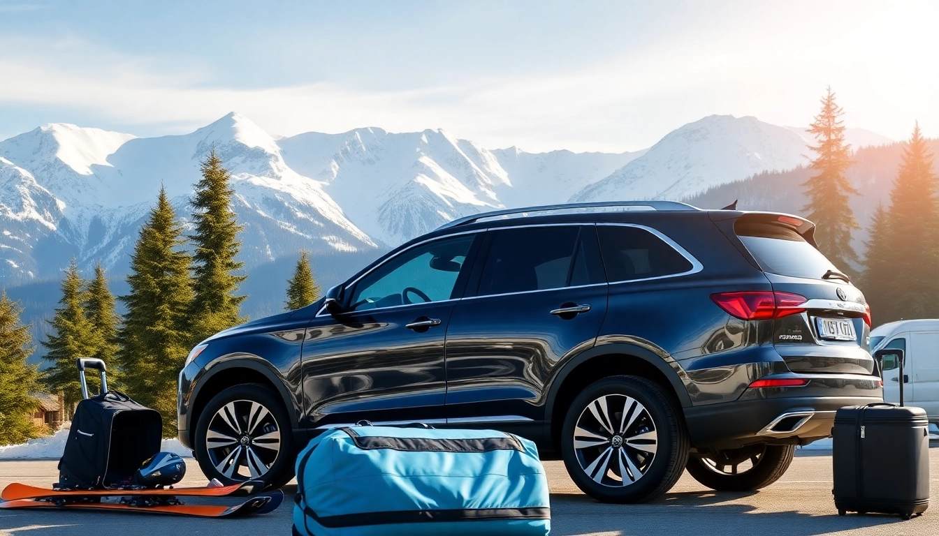 Experience premium Vancouver to whistler private transfer with a luxury SUV against breathtaking mountain scenery.