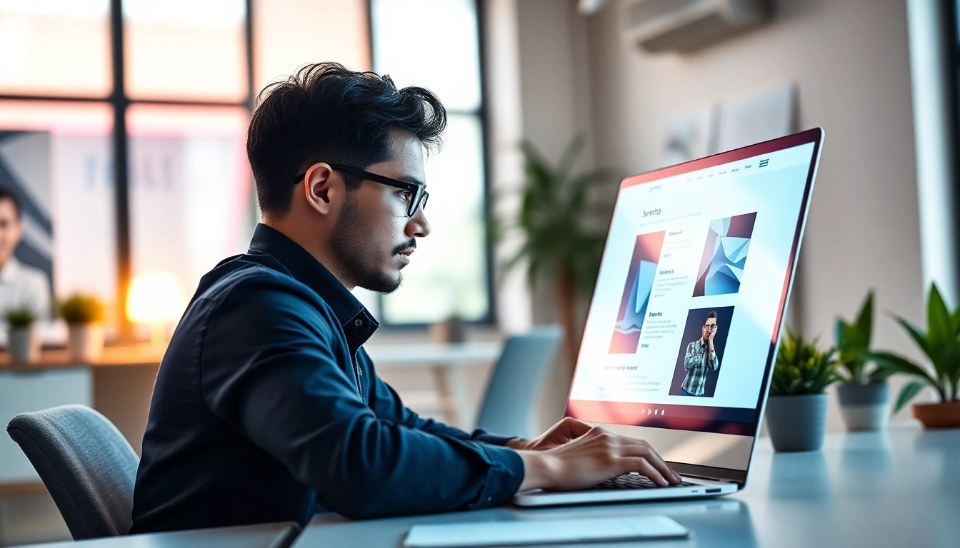 Webdesign Zürich: Professioneller Webdesigner arbeitet an einem modernen Webdesign in einem inspirierenden Büro.