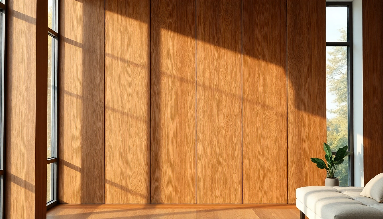 Showcasing wood wall covering with rich textures in a modern interior.