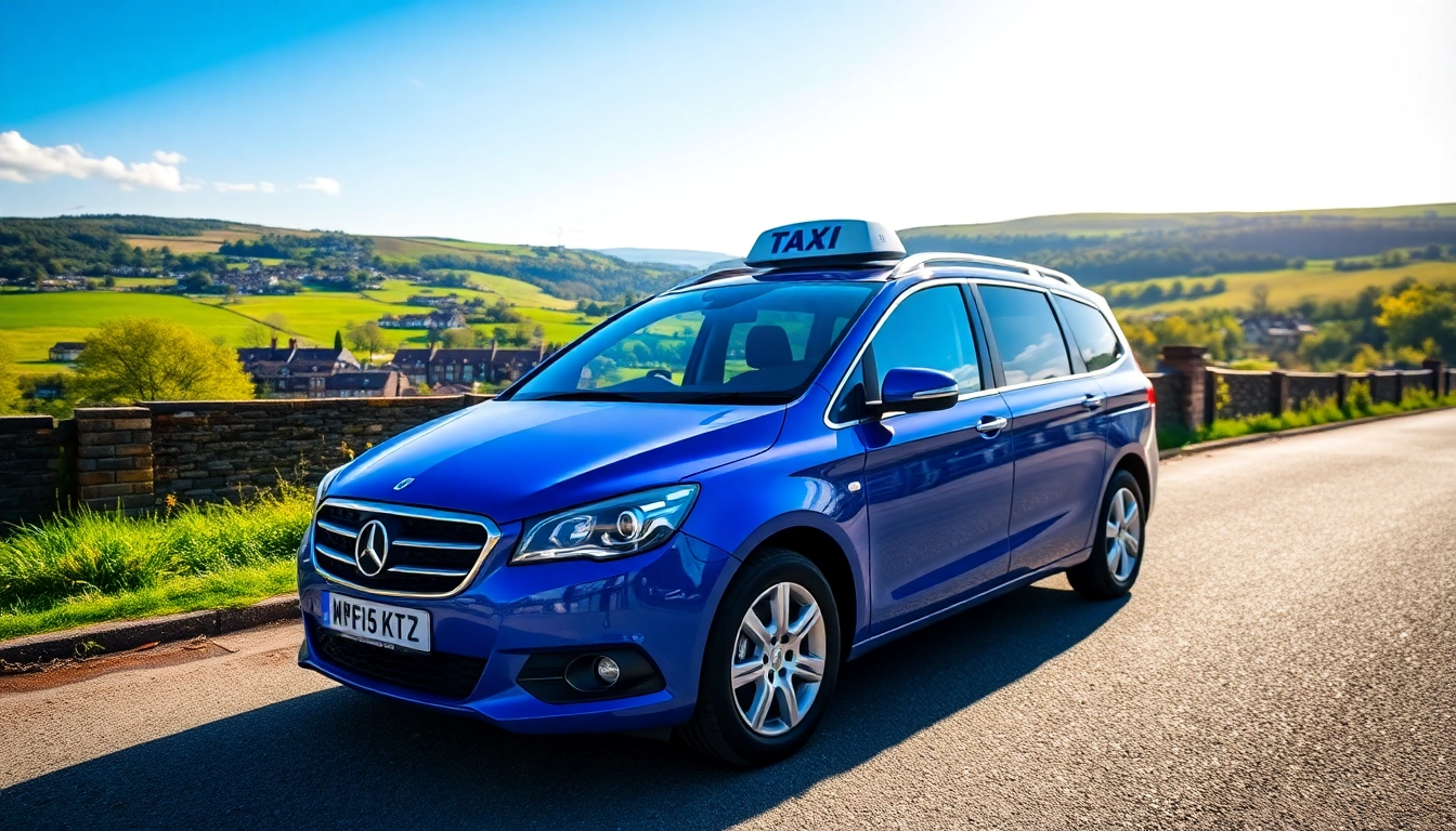 Sowerby bridge airport transfers providing seamless travel experience with a modern taxi in picturesque scenery.